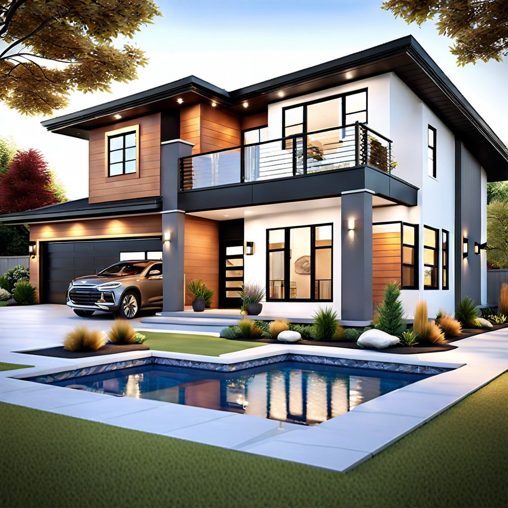 a modern 4 bedroom single story house layout is a sleek contemporary design featuring four