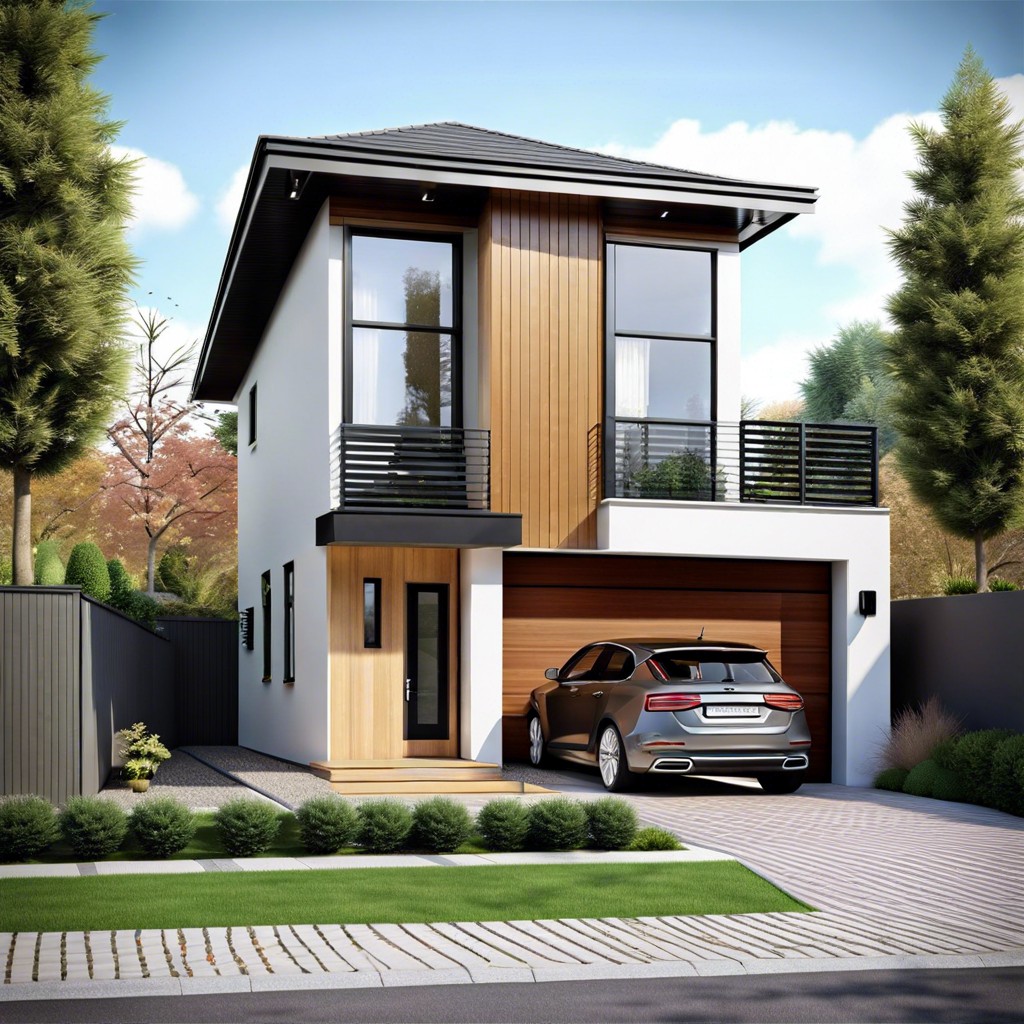 a narrow house design with a garage in back optimizes limited space by featuring a slender