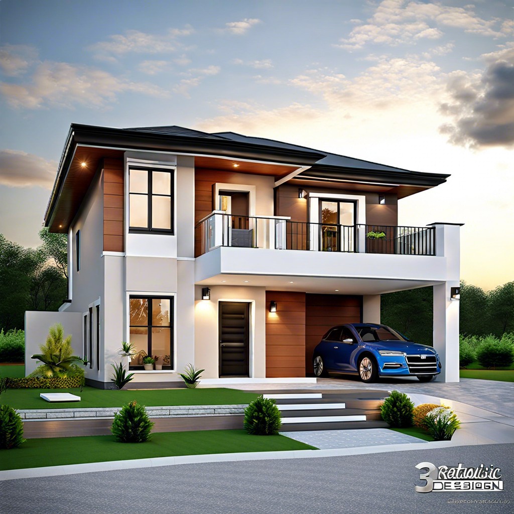 a simple 3 bedroom house design featuring a cozy living space practical kitchen and an attached