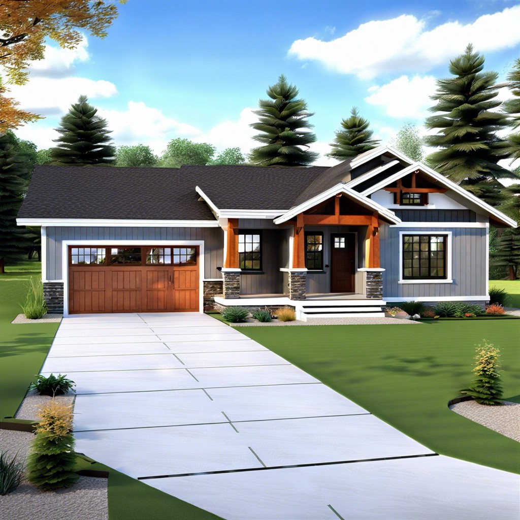 a simple 3 bedroom ranch house design with a garage is a one story home featuring three bedrooms and