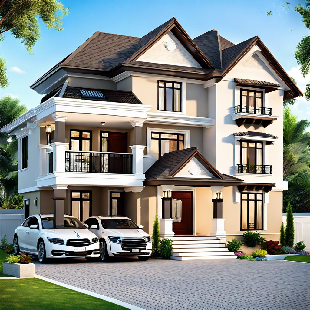 a spacious 5 bedroom house design featuring two luxurious master suites perfect for extended