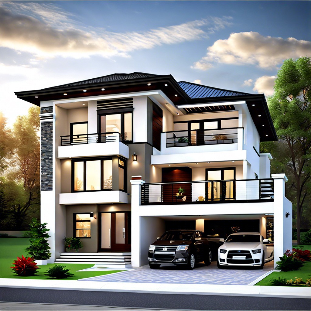 a spacious two story house layout measuring 4000 square feet featuring a balanced blend of modern