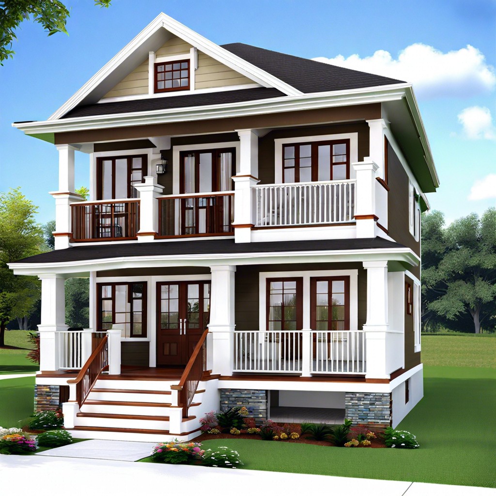 a two story house design with wrap around porches features a two level home encircled by continuous