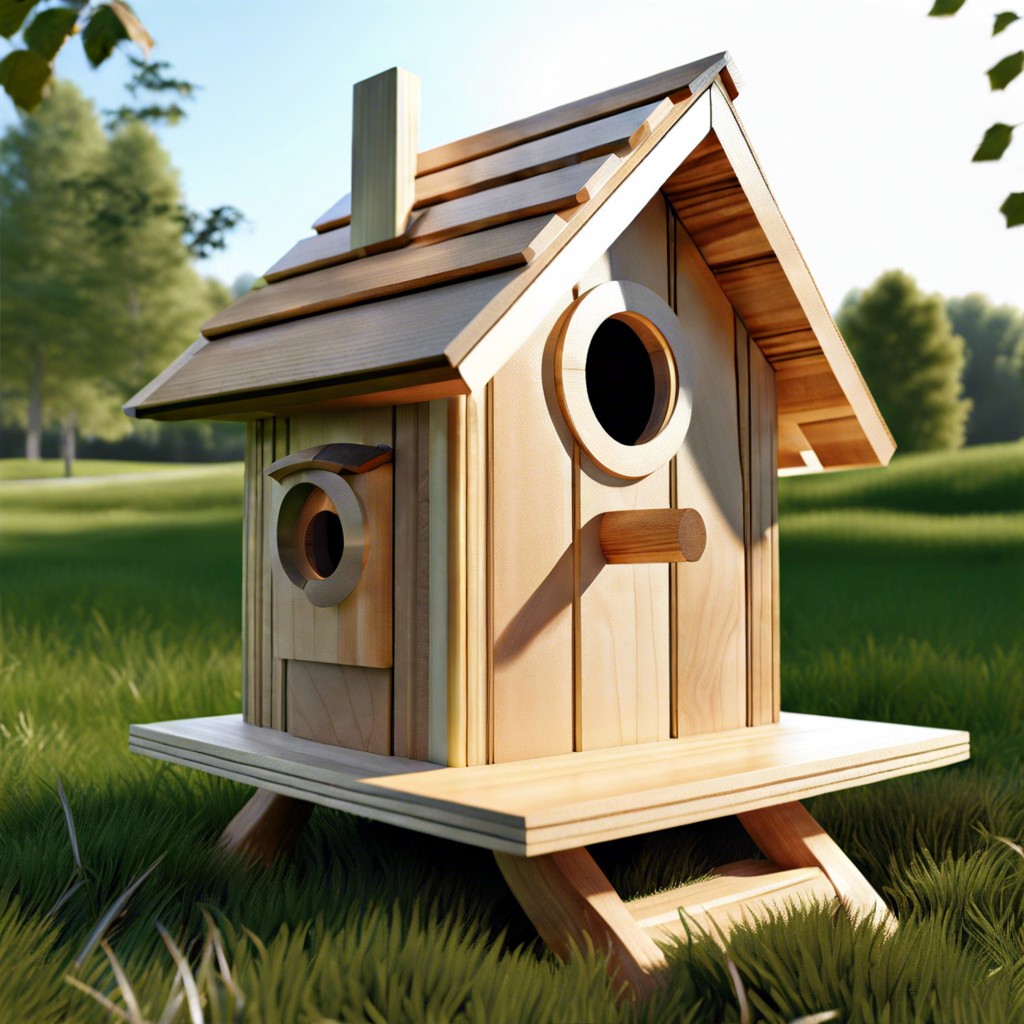 geometric wooden birdhouse