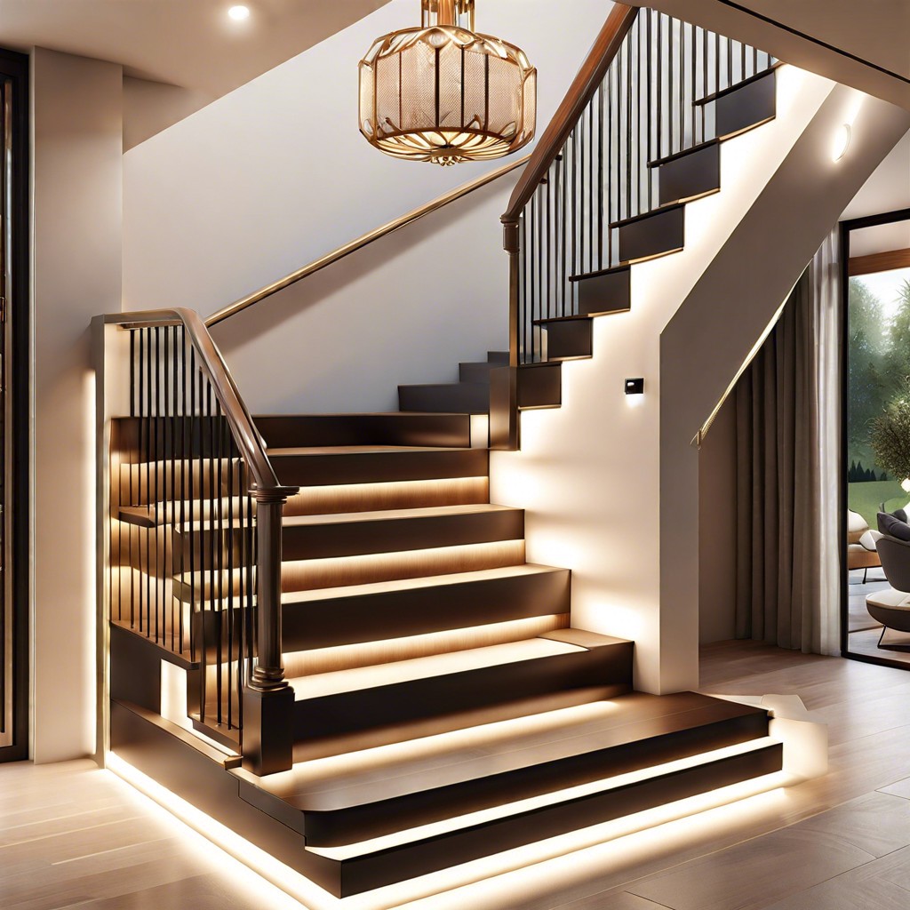 glass staircase with embedded led lighting