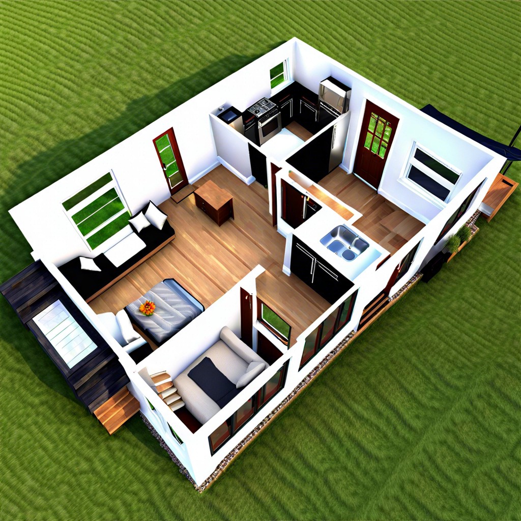 lofted cabin with rooftop deck