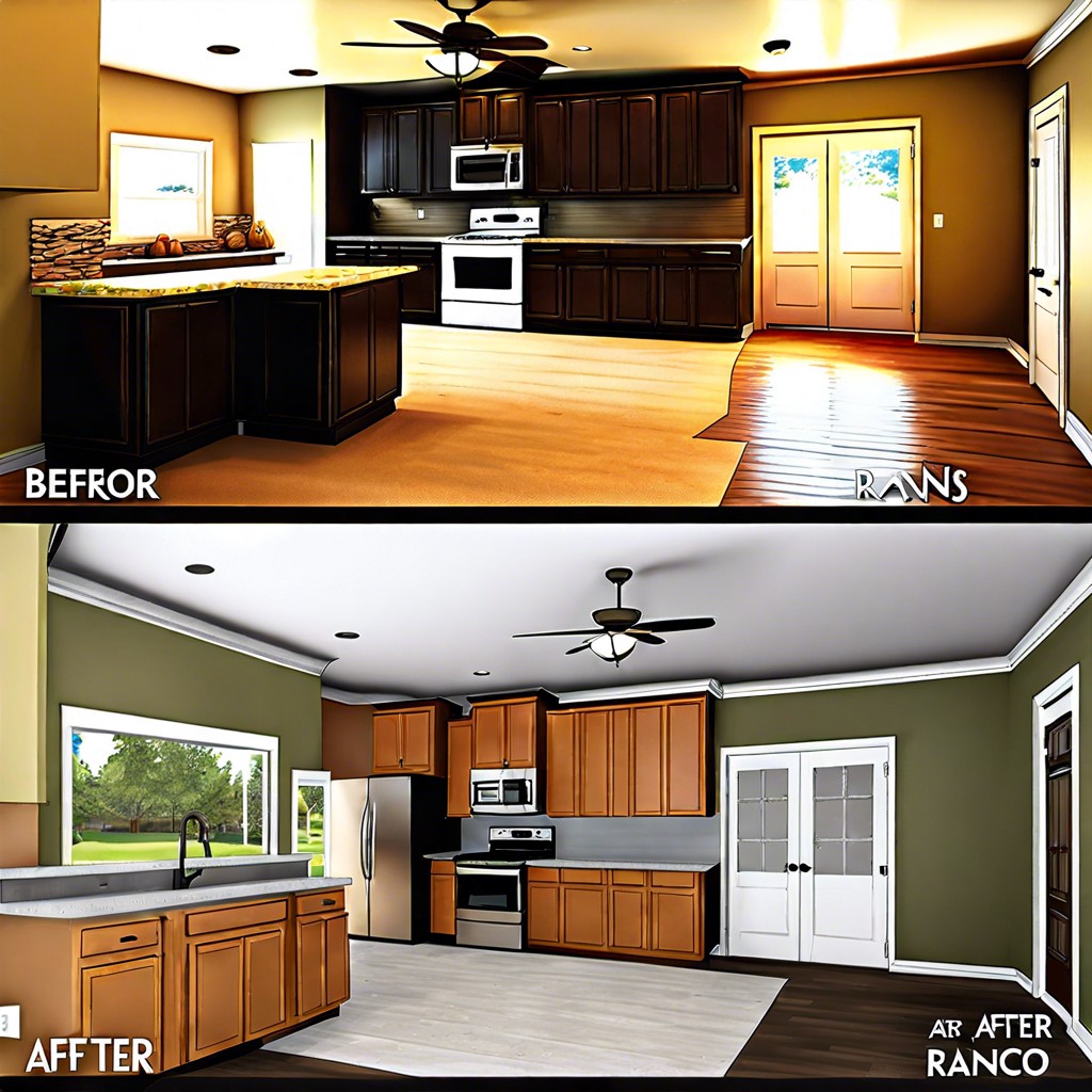 the before and after ranch house remodel floor plans show the changes made to a ranch houses