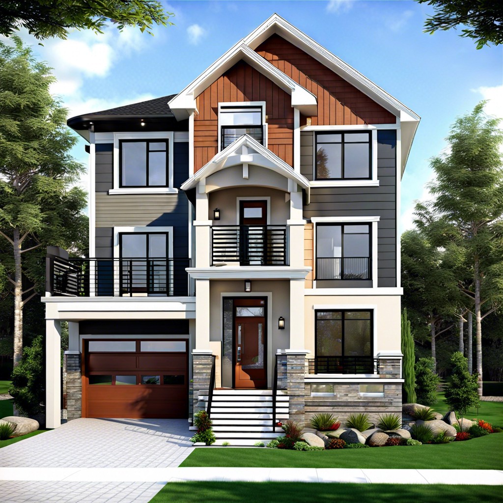 this compact 3 story house design maximizes space on small lots offering functional living areas on