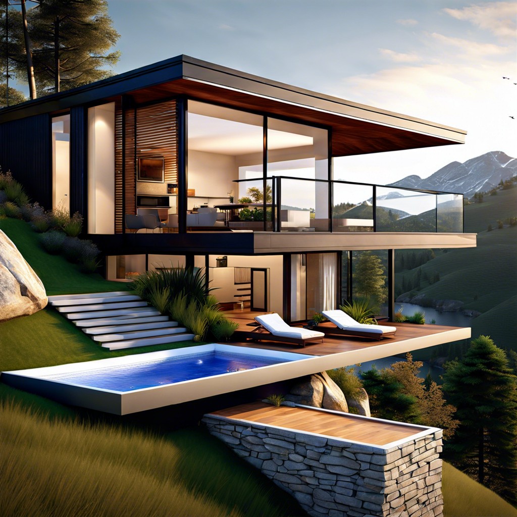 this design features a modern hillside house optimized for breathtaking views blending seamless