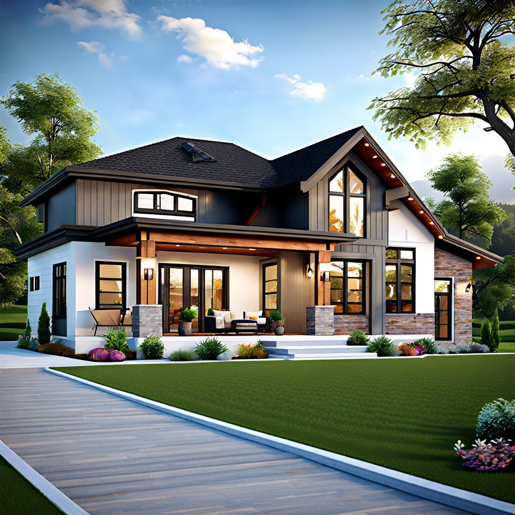 this design showcases a 2500 sq ft single story house featuring an open concept layout that merges