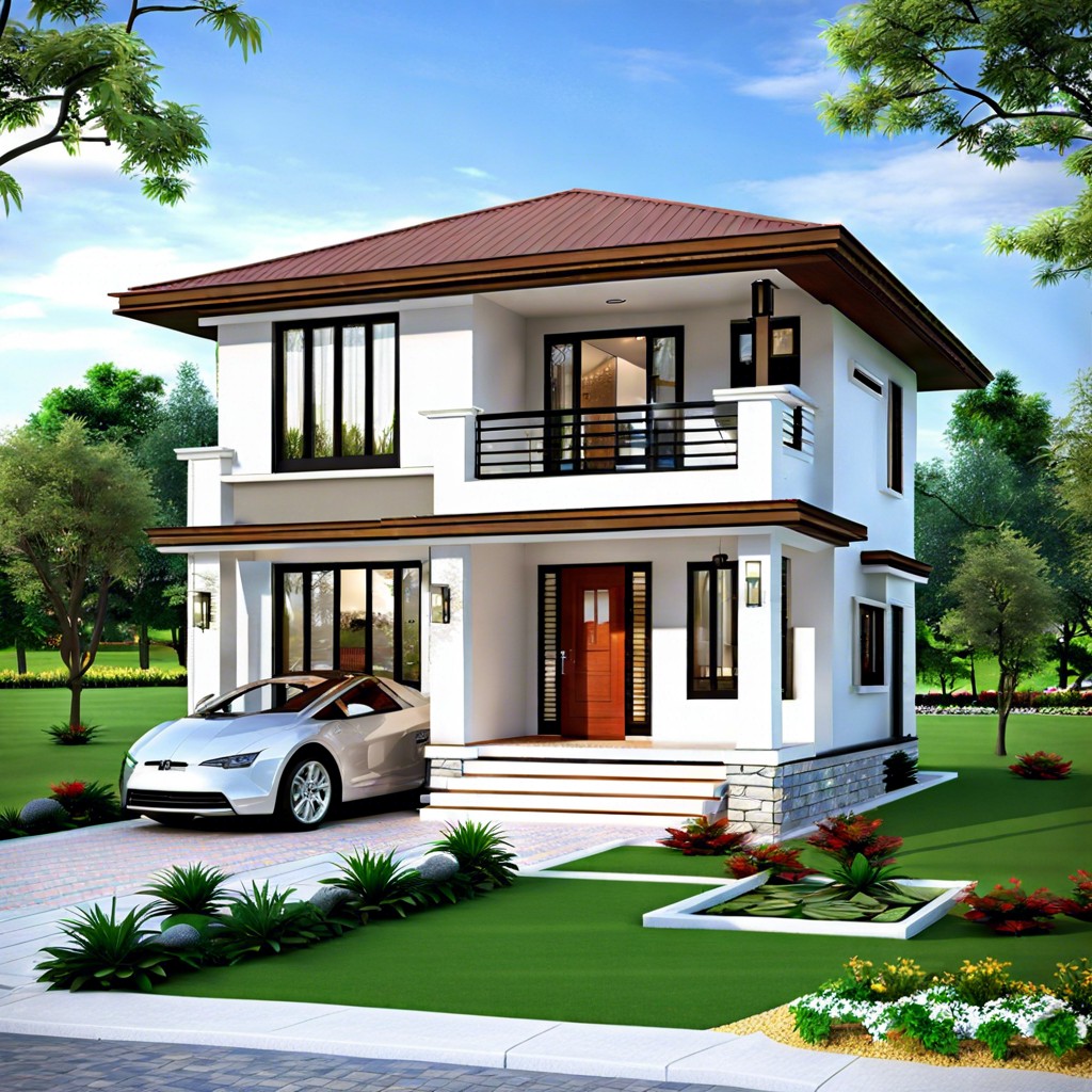 this house design efficiently arranges three bedrooms and two bathrooms within a comfortable living