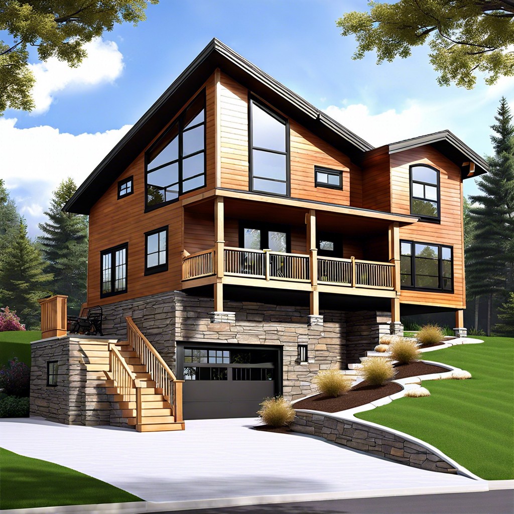 this house design features a walkout basement ideal for sloped lots enhancing both functionality