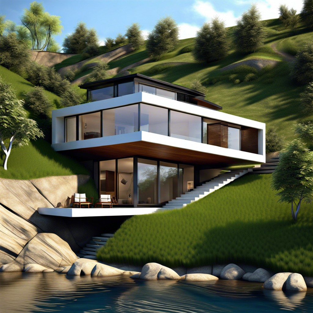 this house design features innovative solutions to embrace the challenges of building on very steep