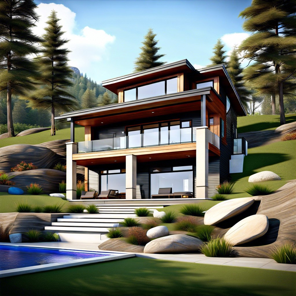 this house design is tailored for sloped front lots optimizing space and view while ensuring