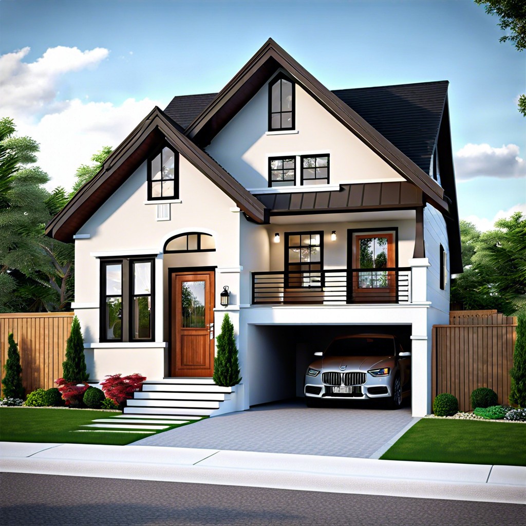 this is a cozy 1300 sq ft house design featuring a practical layout and an attached garage for