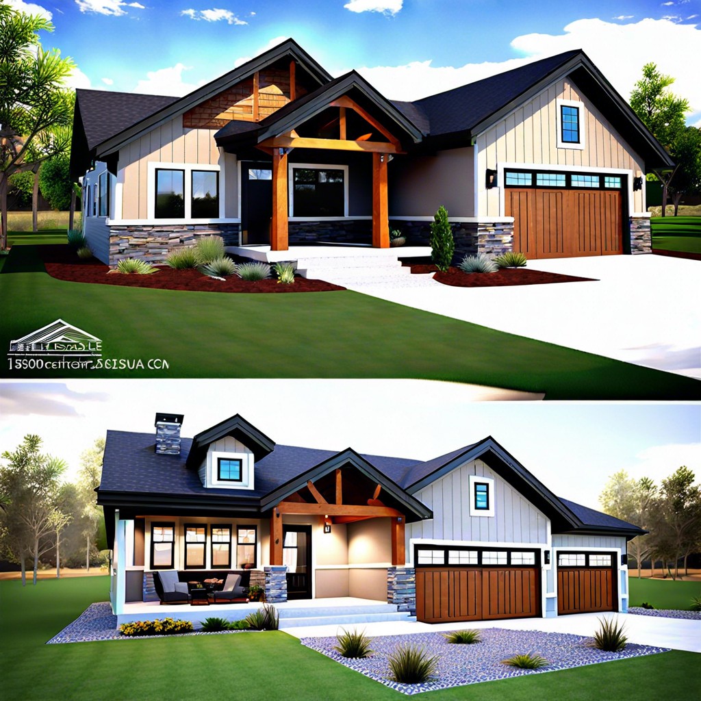 this layout design for a 1500 sq ft ranch house features an open concept floor plan blending