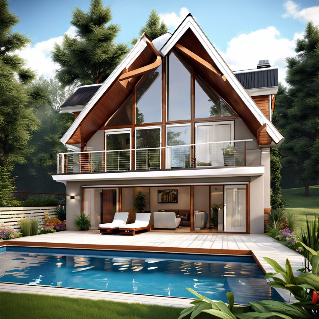 this layout features a compact house design incorporating an indoor pool optimizing space while