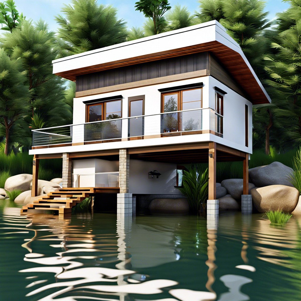 this layout features a simple elevated house design optimized for flood prone areas ensuring