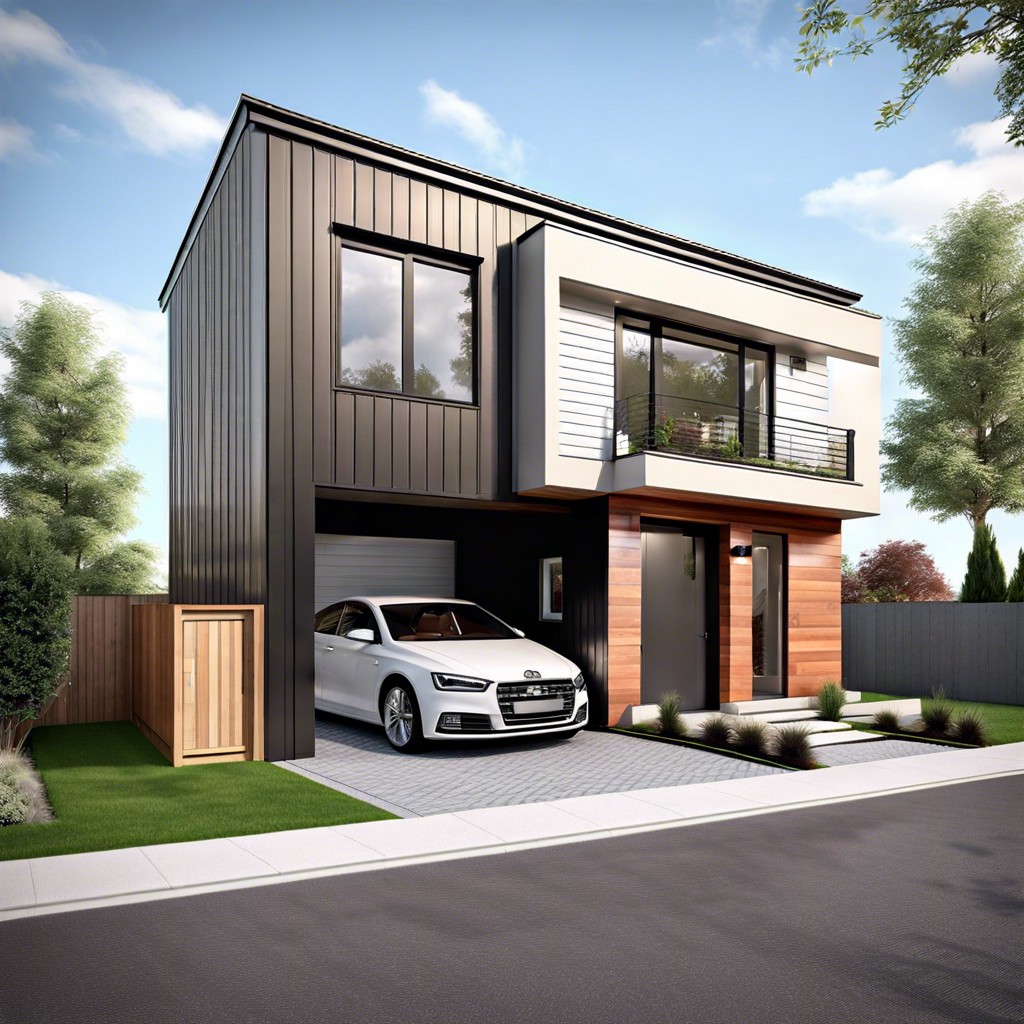 this layout features a slim house design with the convenience of a garage located at the front