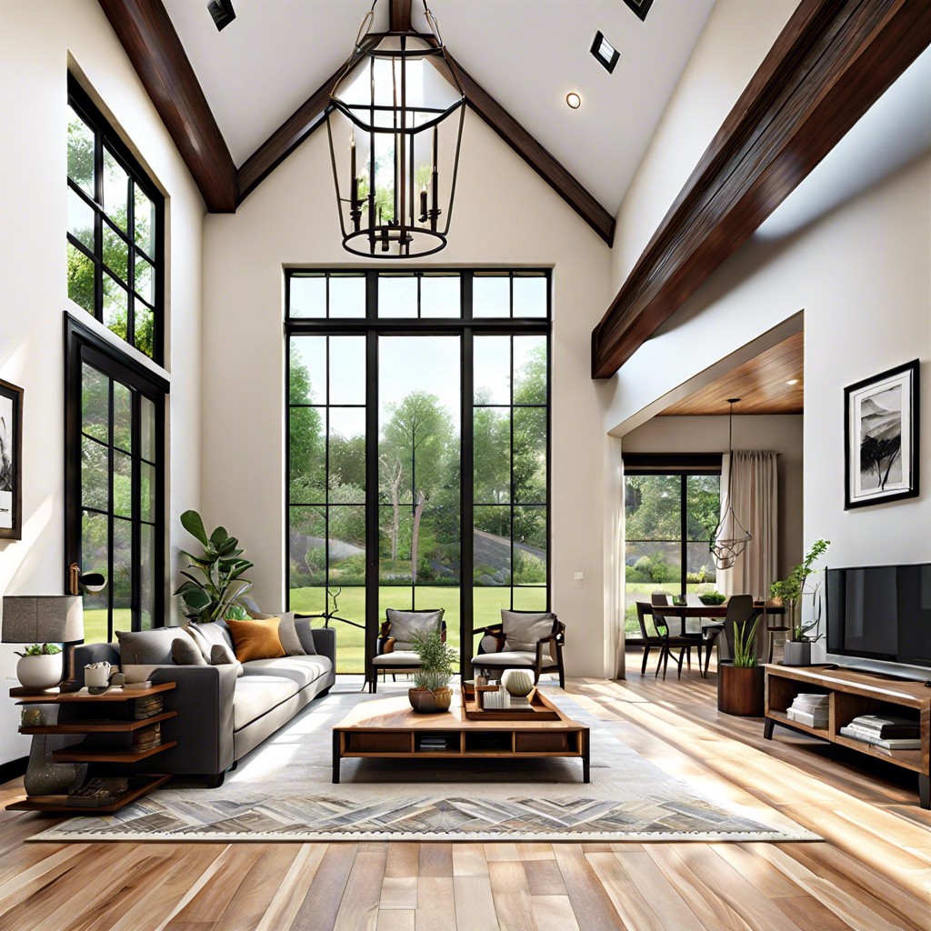 this one story house design features high ceilings providing a spacious and airy living