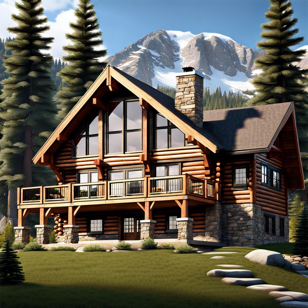 this rustic mountain house design features a cozy nature inspired aesthetic and includes a walkout