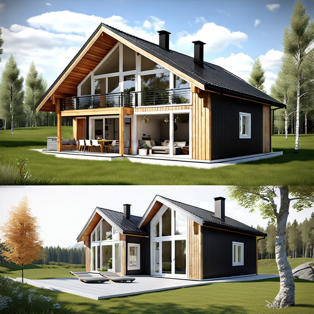 traditional scandinavian log cabin with modern twist