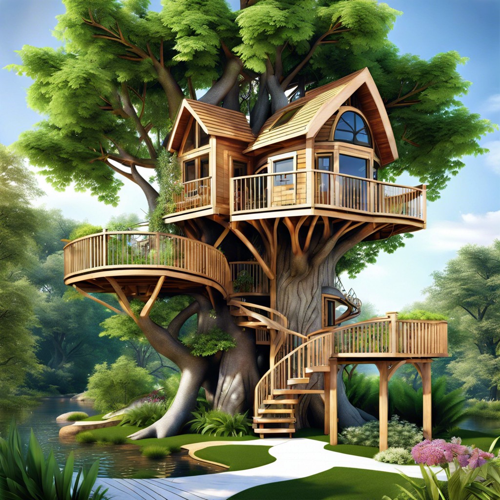 tree house with suspension bridges