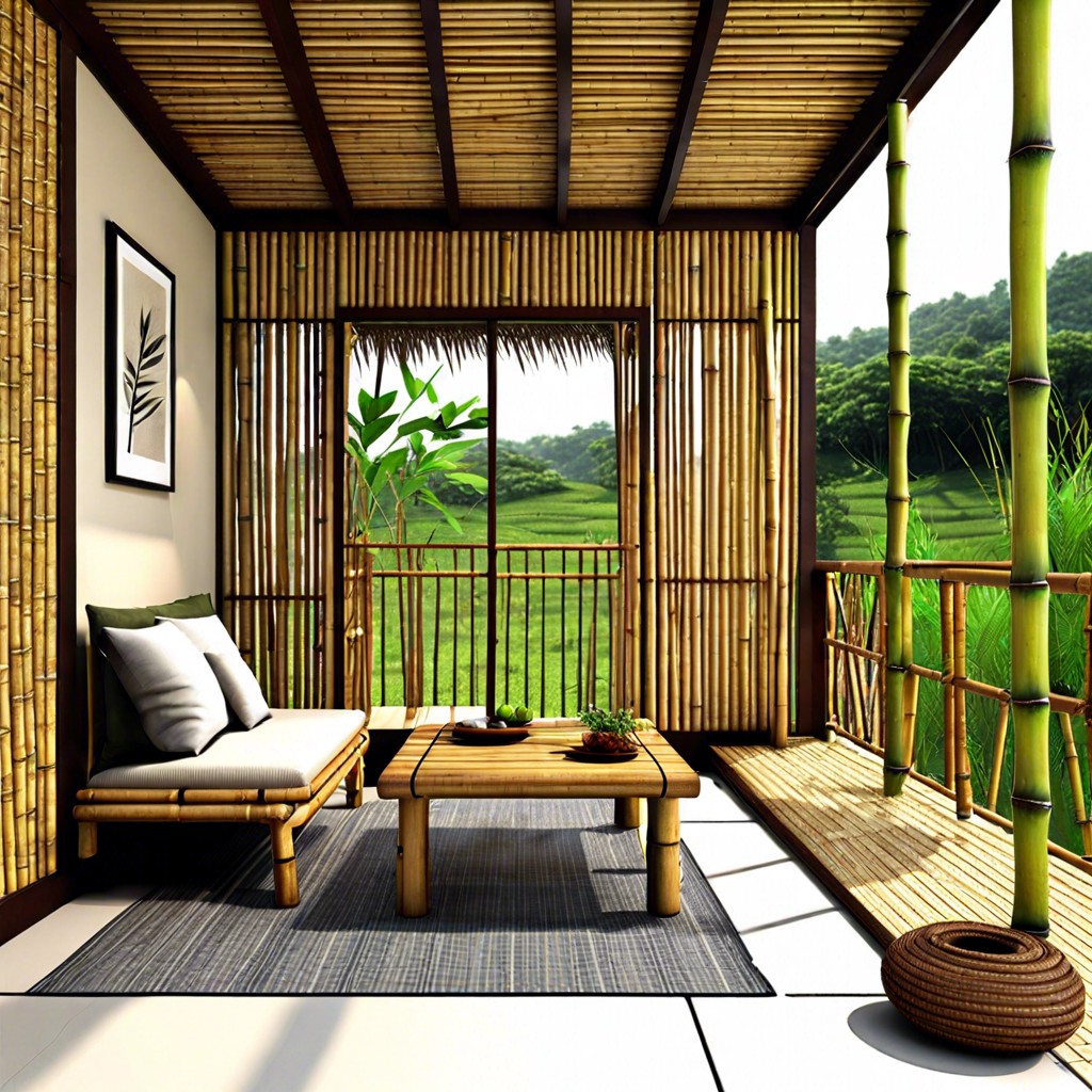 bamboo and mud plaster walls with a sloped roof