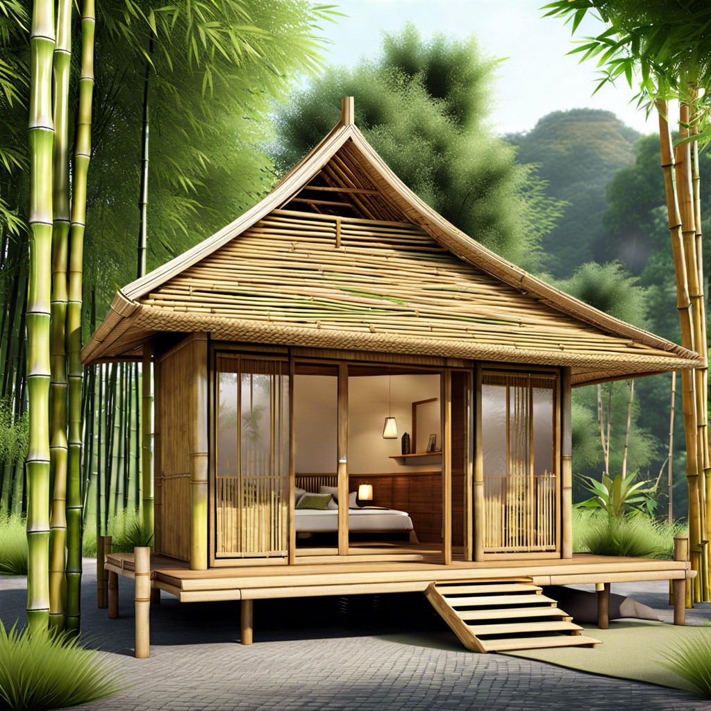 bamboo pod house with circular rooms