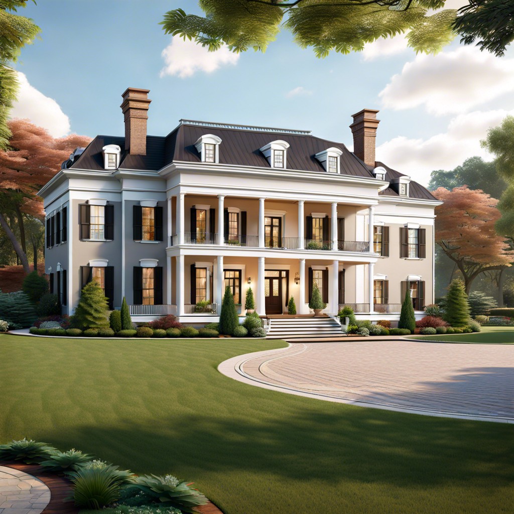 colonial mansion with a circular driveway