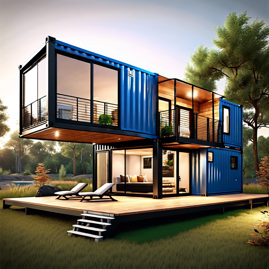 container home with a greenhouse