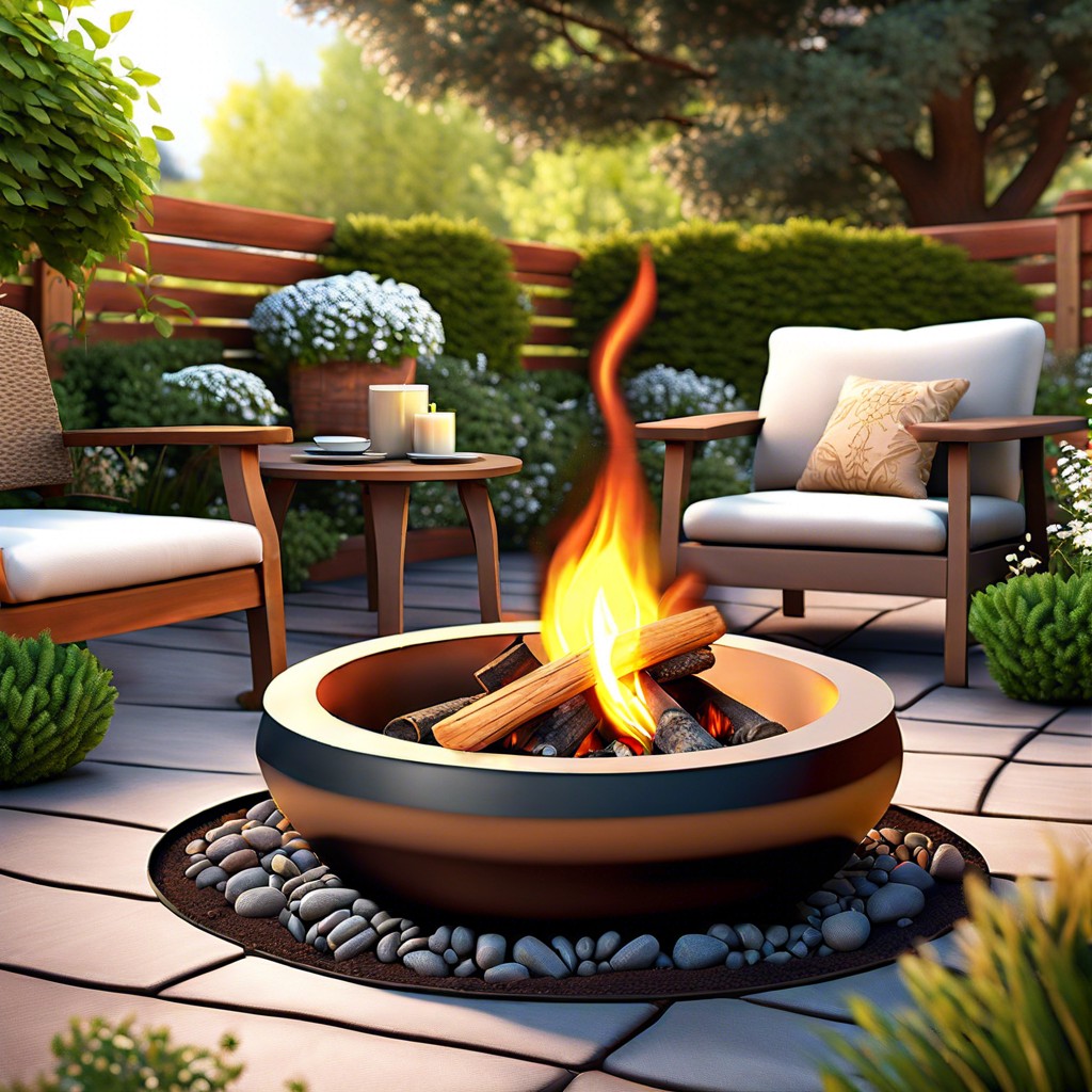 cozy fireplace pit in the garden