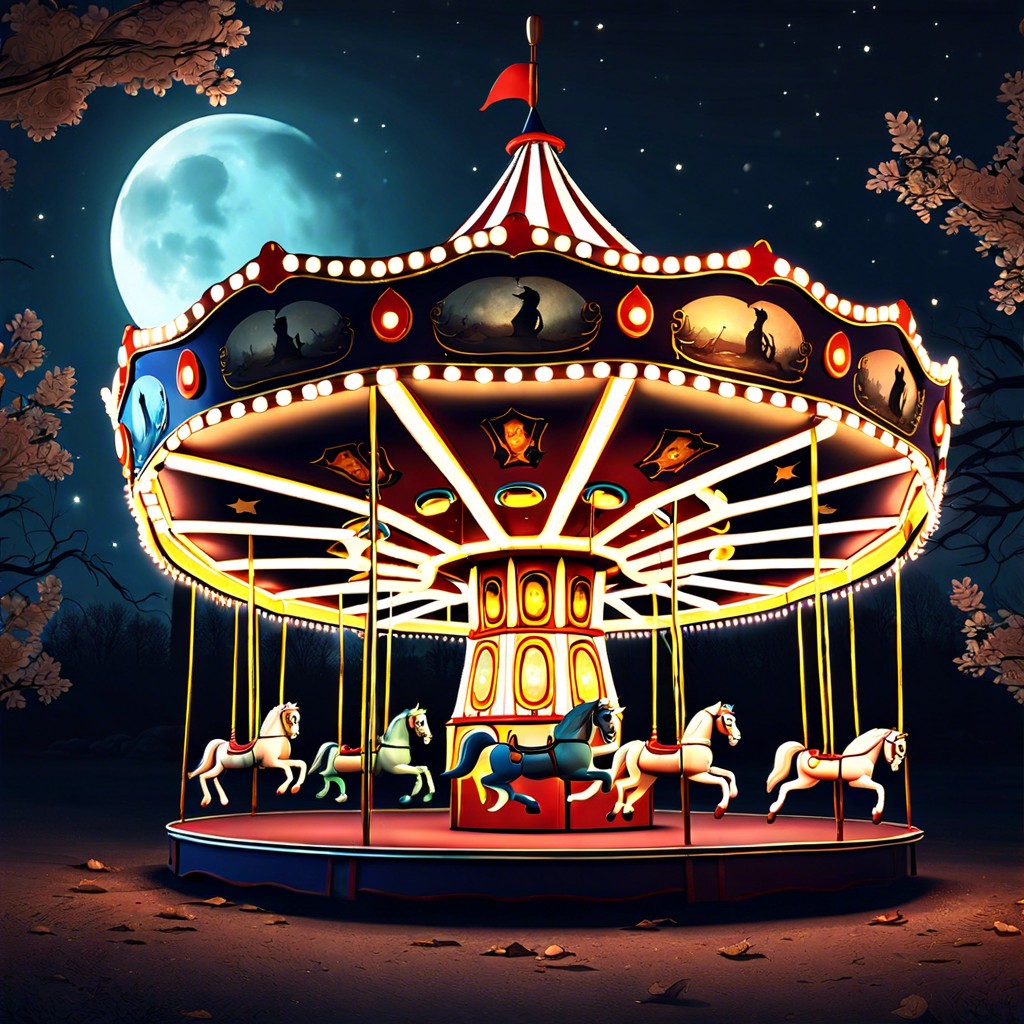 creepy carnival with haunted carousel