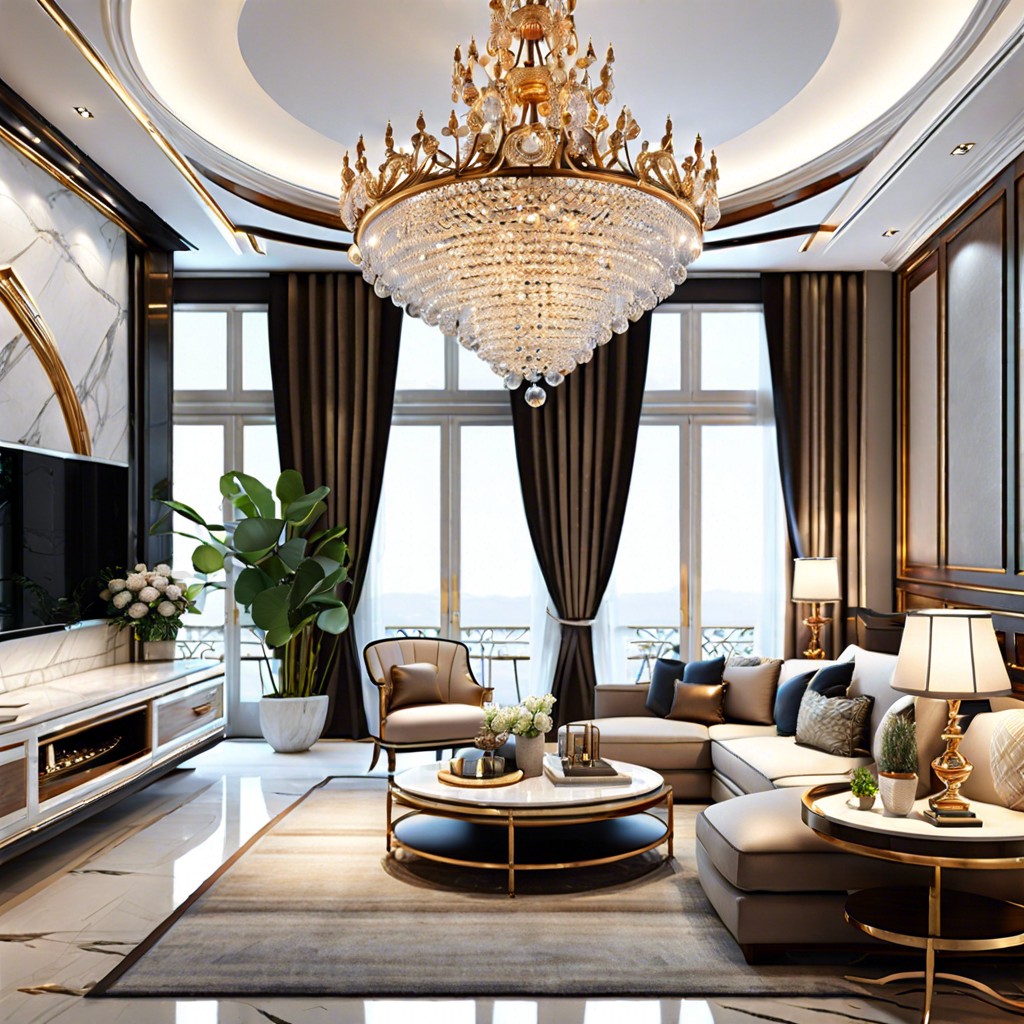 crystal chandeliers in every room