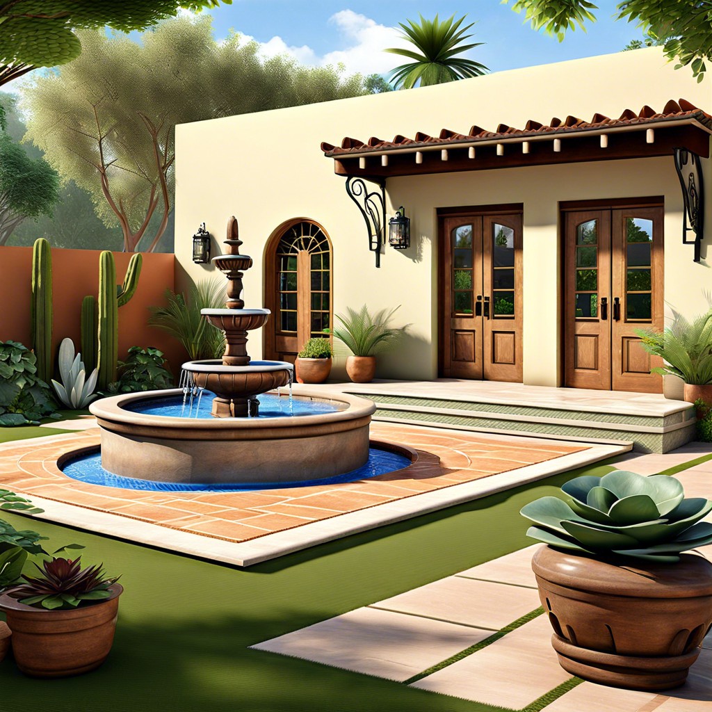 fountain centered patios