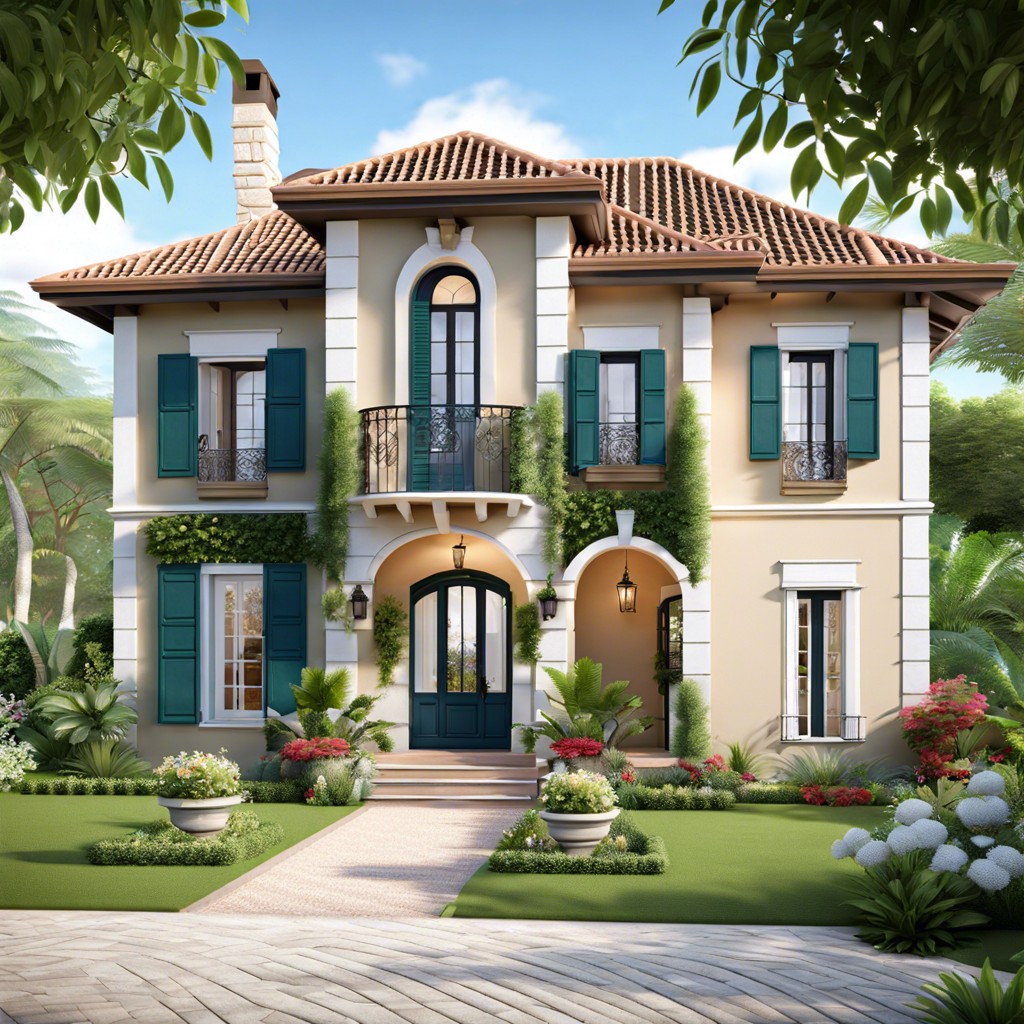 french colonial with stucco exterior
