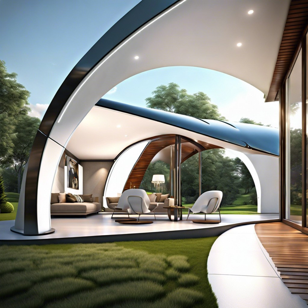 futuristic fibre glass arches