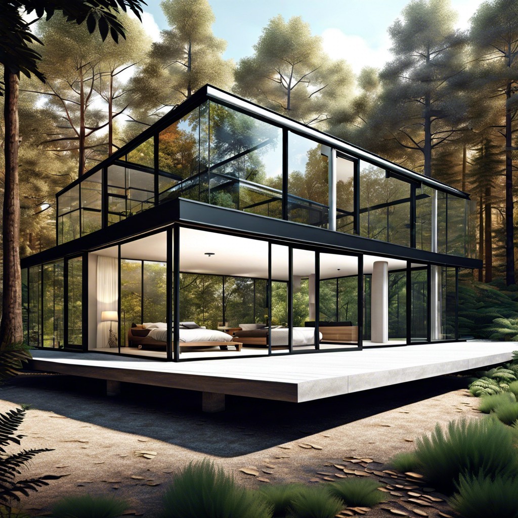 glass house in the forest