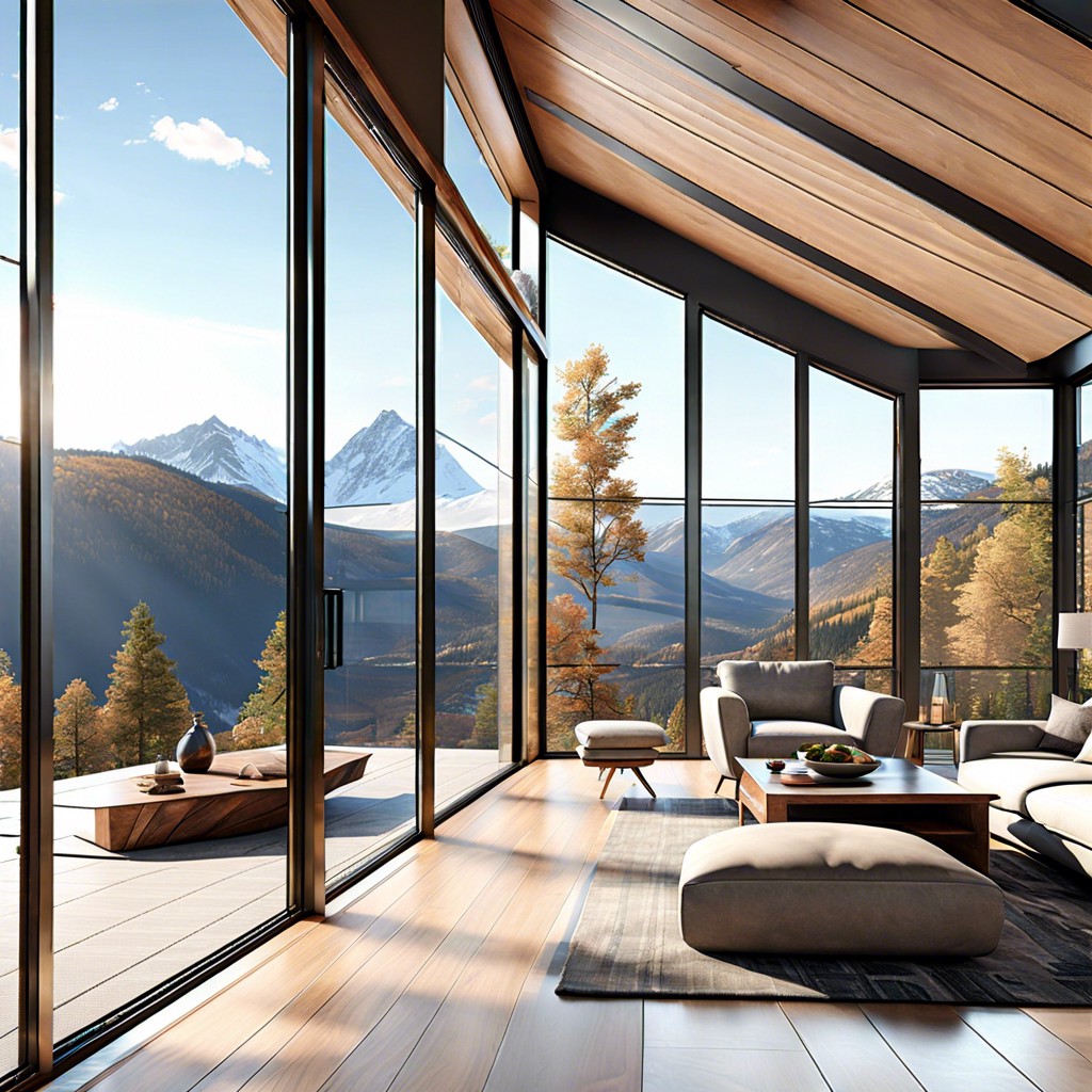glass walls with panoramic mountain views