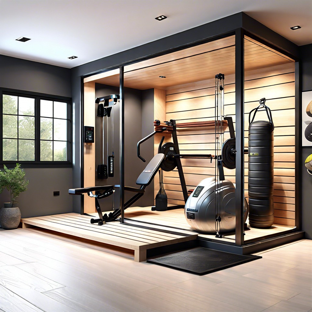 home gym with sauna