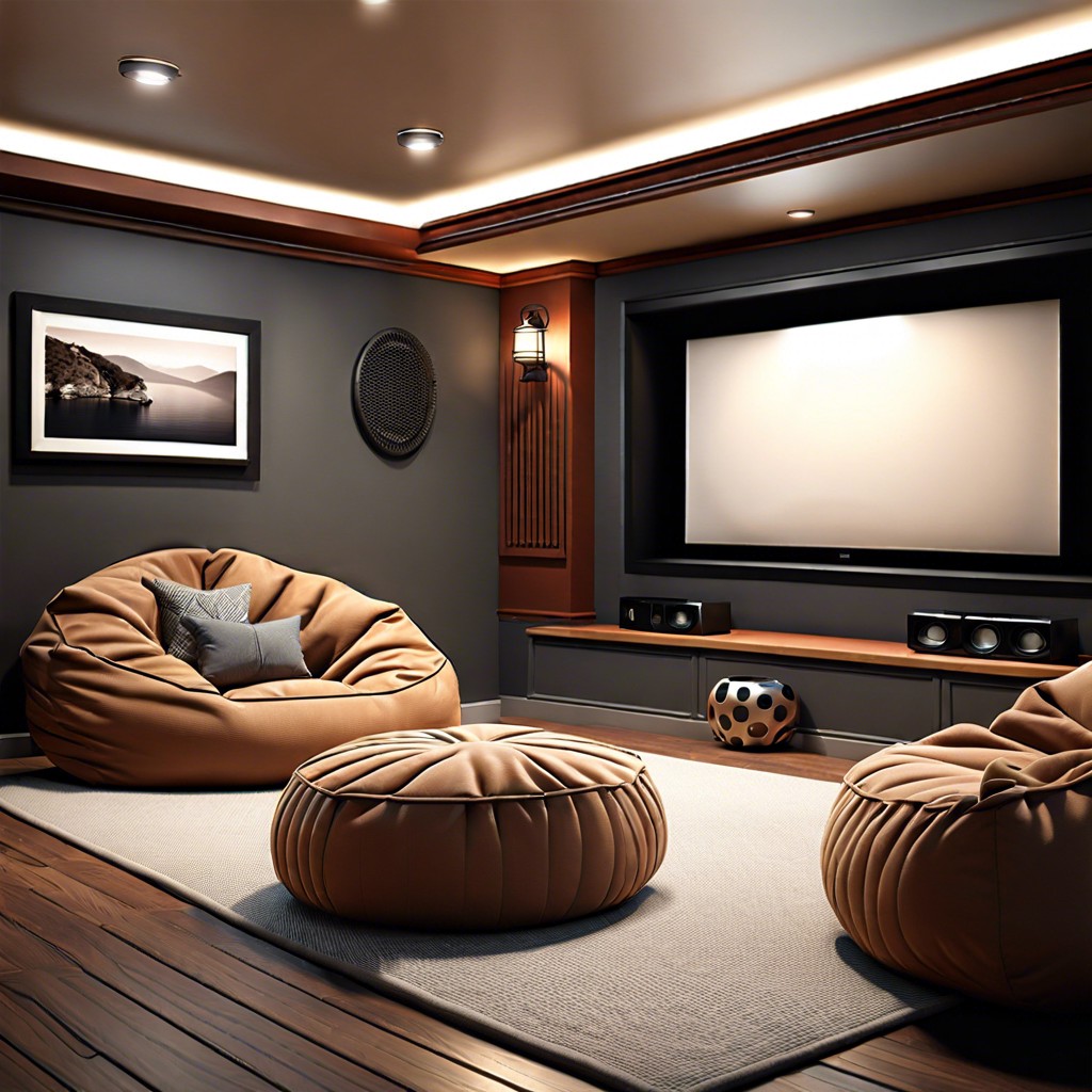 home theater with bean bag seating