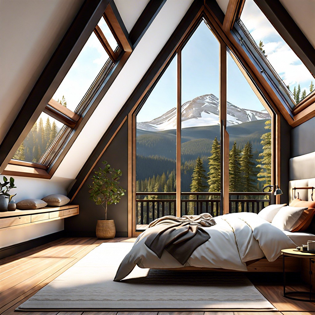 lofted bedrooms with skylights
