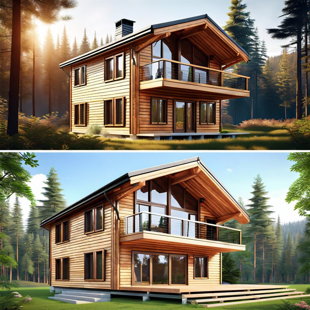log cabin with glass walls