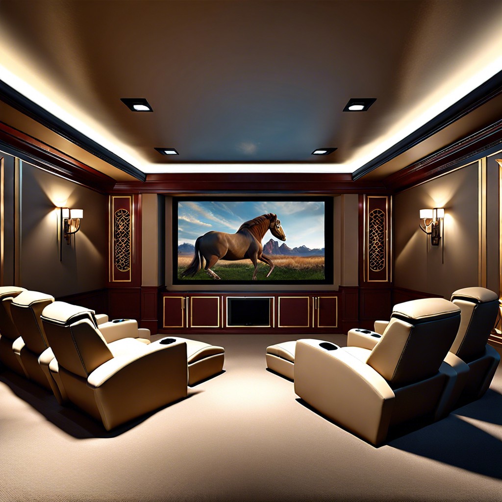 luxurious home theater with reclining seats