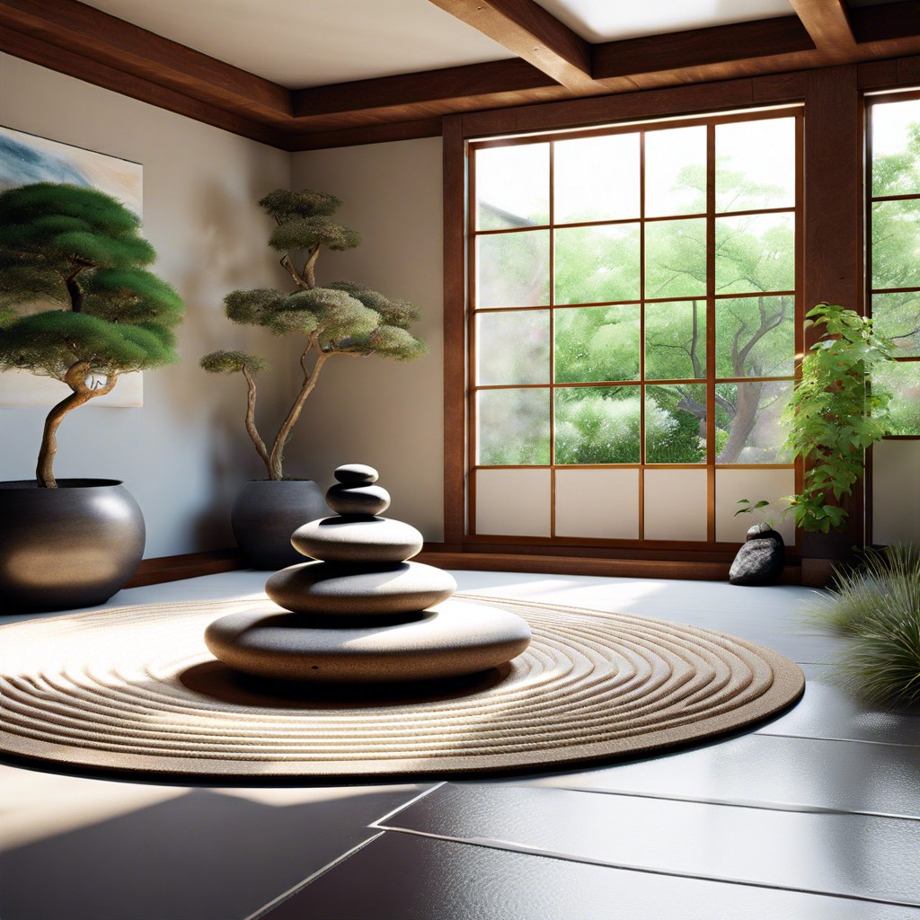 meditation room with zen garden