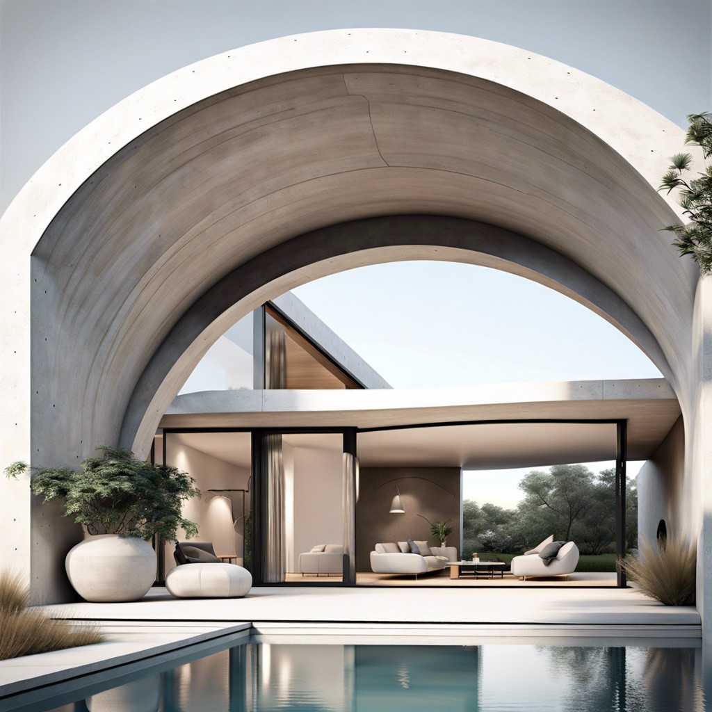 minimalist concrete arches