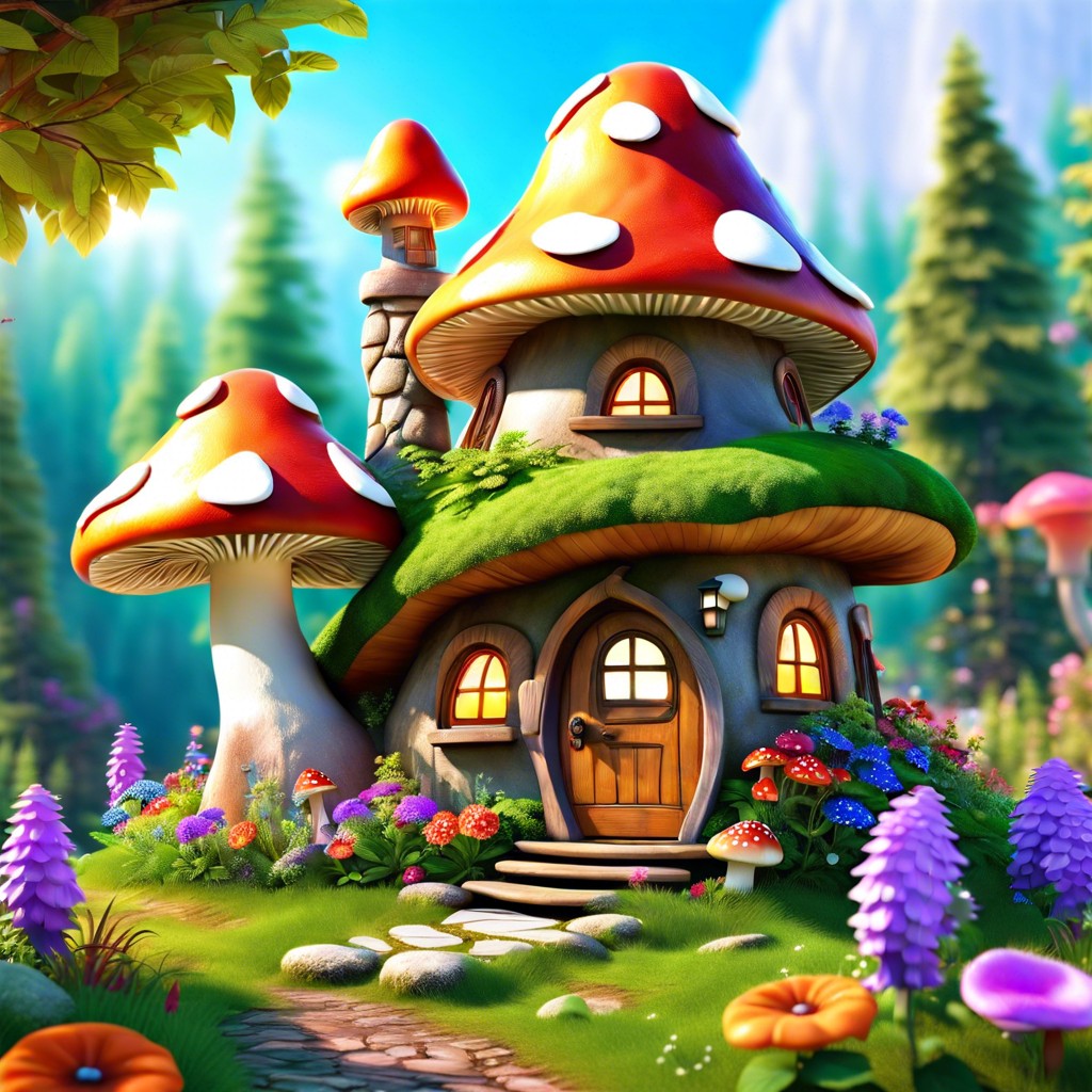 mushroom house in a gnome village