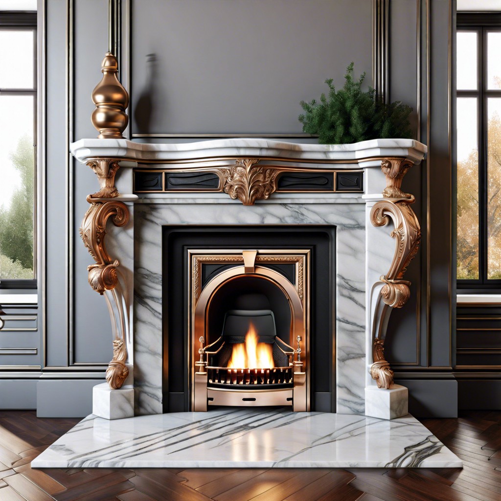 ornate fireplaces with modern marble