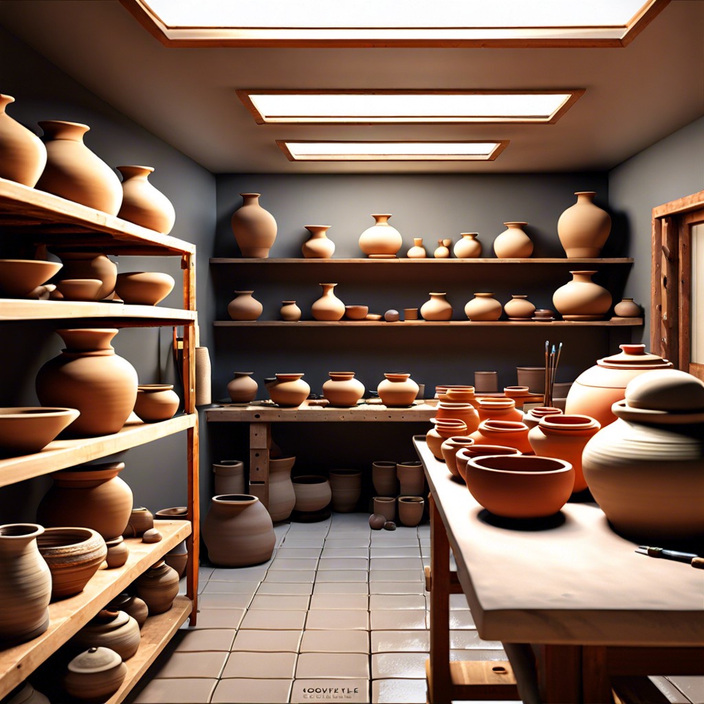 pottery studio with kiln