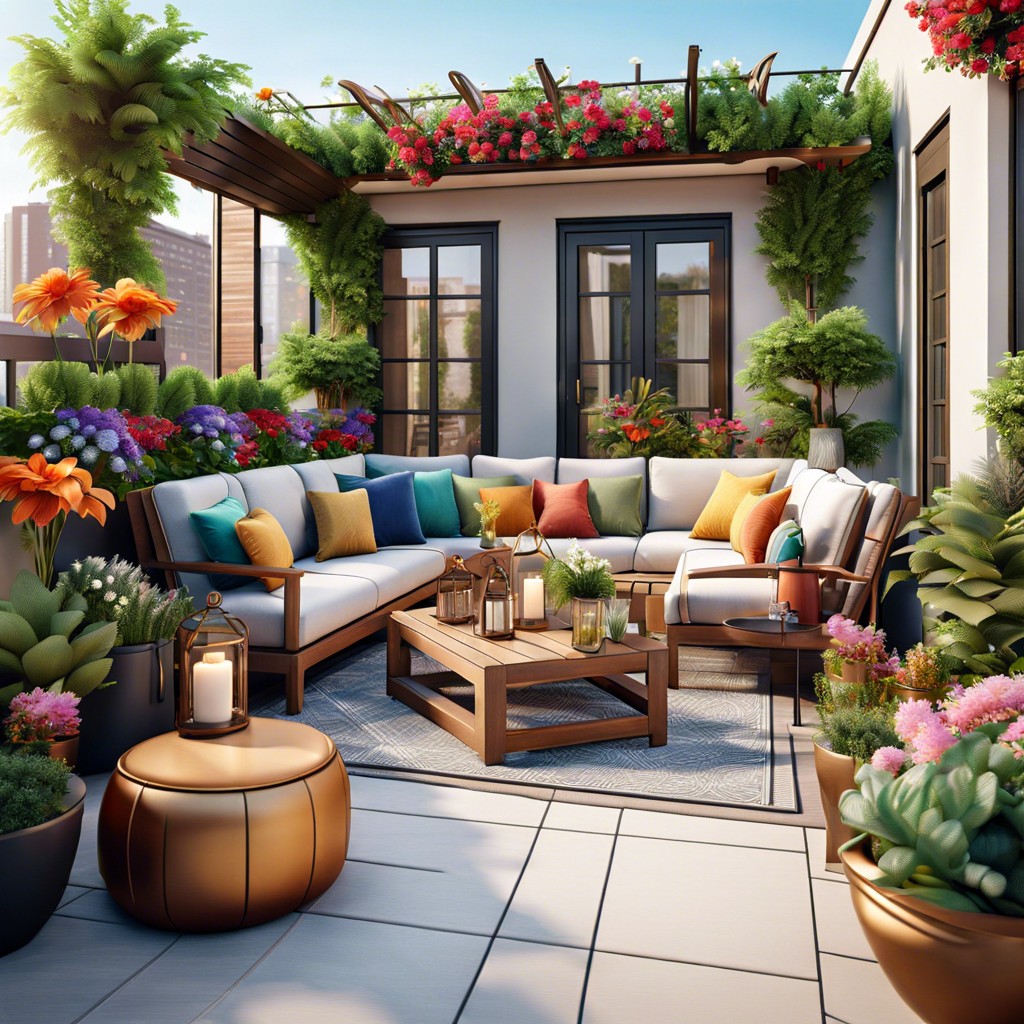rooftop terrace with lush landscaping